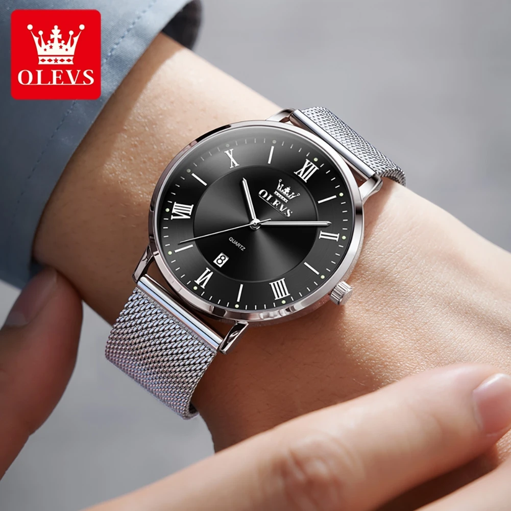 OLEVS 5623 New Man Watch Ultra Thin Mesh Steel Strap Original Quartz Wrist Watch for Men Simple Fashion Waterproof Men's Watches