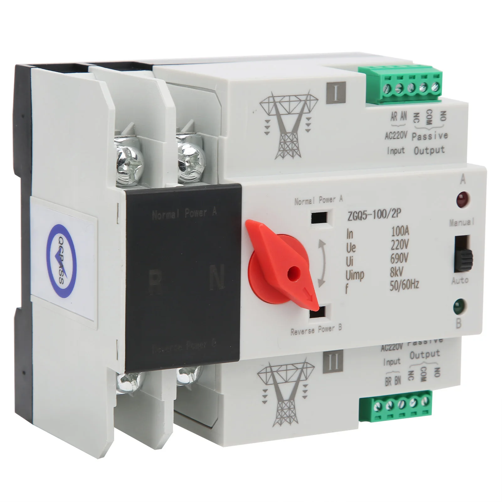 Automatic Transfer Switch Conversion Switch  Power Automatic Transfer Switch Uninterrupted 2 Way Controller ZGQ5-100/2P 220V