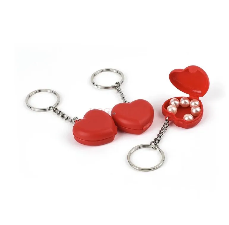 2pcs Love Keychain Creative Medicine Box Coin Snack Storage Box Mini Convenient Preservation Box