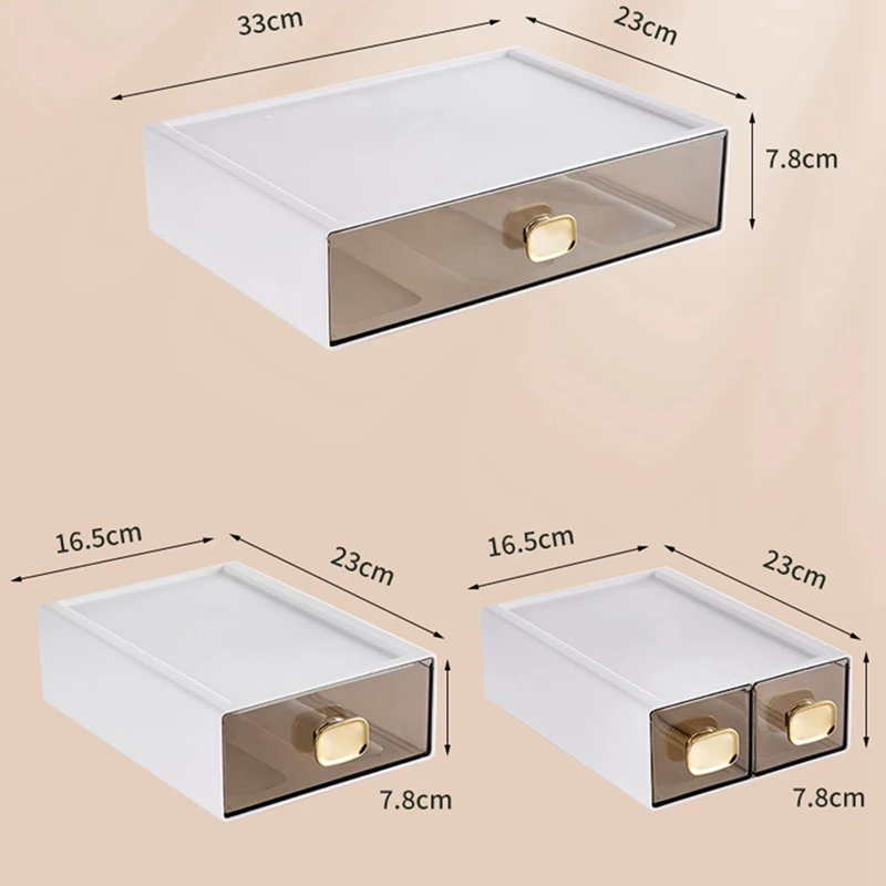 Desktop Ins Multi-Stacked Storage Box Dormitory Desk Transparent Drawer Student Stationery Office Small Hand Book White