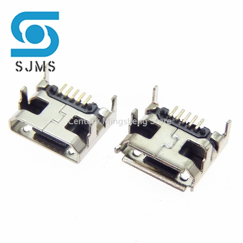 Micro 5pin USB Connector Female Port Jack Solder Plug DIP 4 Legs Phone Data Charging Socket mini USB 5P Micro USB DIY Repair