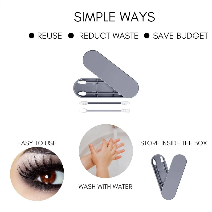 Portable and Reusable: DoubleTipped Silicone Swabs for Cleanable Ear Care Makeup and Travel entials Pink