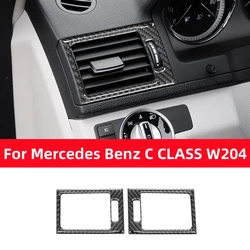 For Mercedes Benz C Class W204 2007-13 Car Accessories Central Control Air Conditioning Outlet Decor Frame Carbon Fiber Stickers