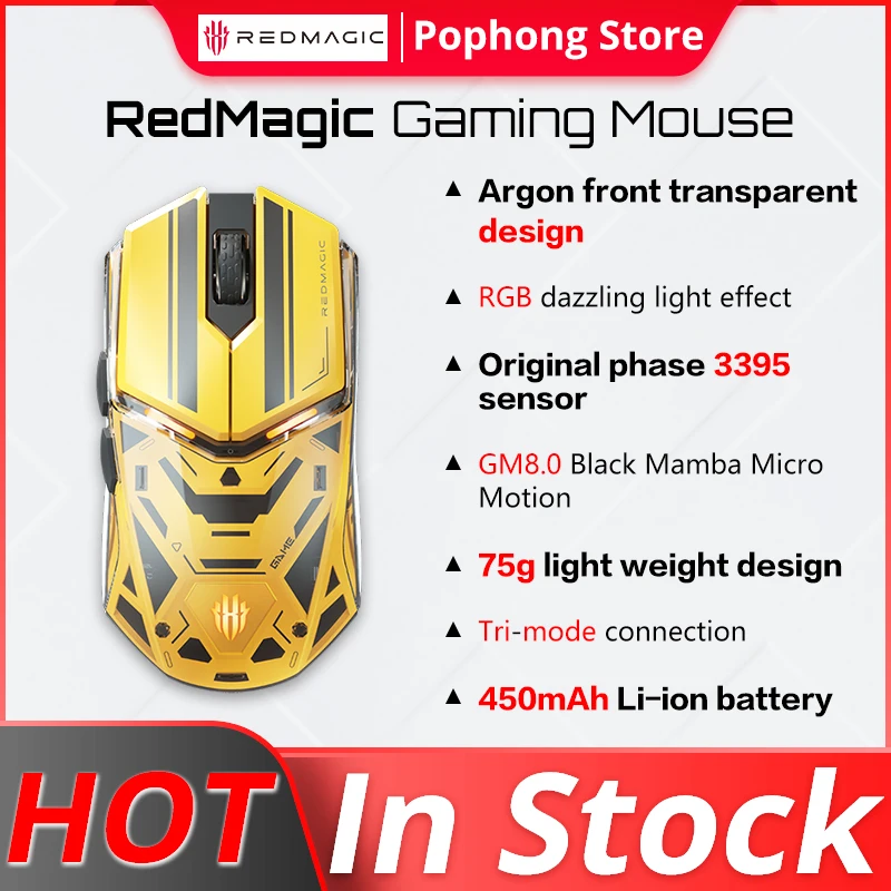 

Redmagic Gaming Mouse Ultra Version Gaming Mouse 3395 Sensors RGB Light 450mAh