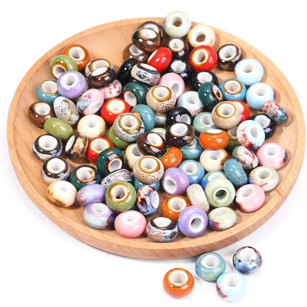 Multicolor Ceramic Porcelain Round Beads Bracelet Necklace DIY Handmade Jewelry Making Ceramic Accessories