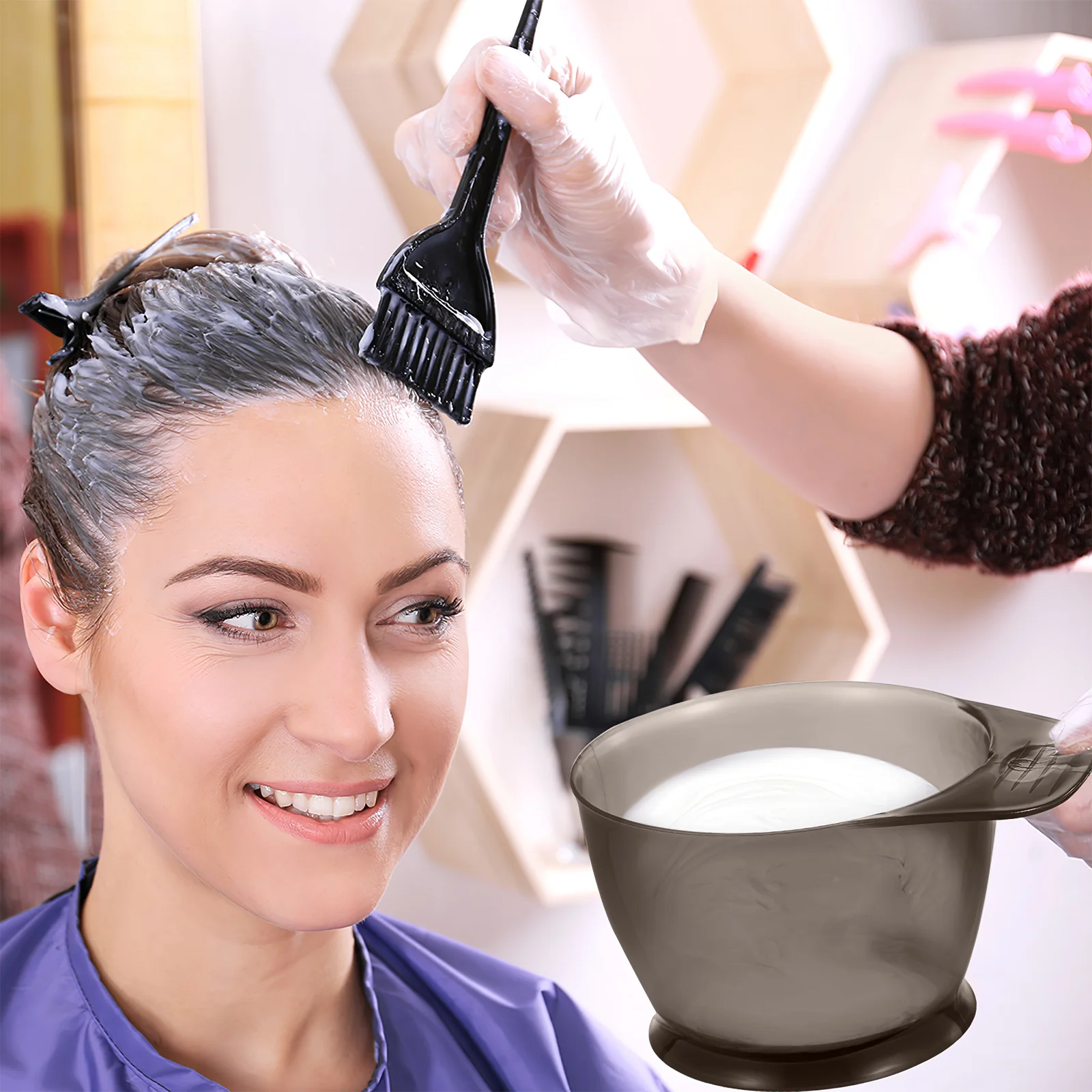 

Hair Coloring Kit Set Hair Dye Tools Bowl Comb Brush Hairdressing Supplies No Mess Easy DIY Home Salon Use Dyeing Bowl