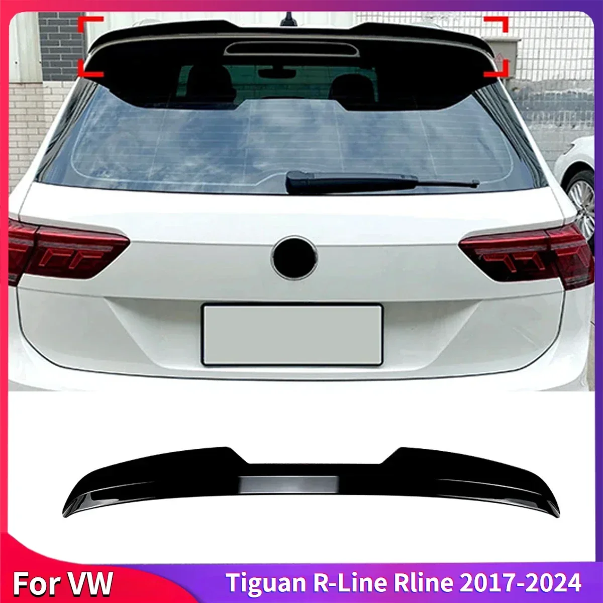 

For VW Tiguan R-Line Rline 2017-2024 Car Rear Roof Spoiler Wing Lip Trunk Upper Splitter Body Kits Accessories Auto Parts Tuning