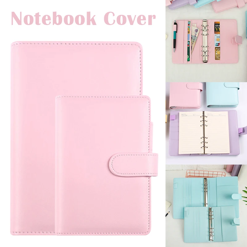 A6 A5 Pu Leather Diy Binder Notebook Cover Macaroon Color Diary Agenda Planner Paper Cover School Stationery School Supplies