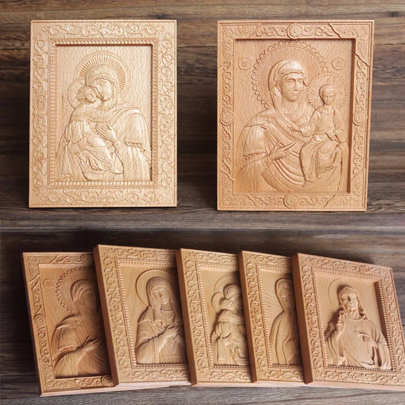 Relief crafts, God YS Holy Statue, Family photo frame ornaments, Beech wood crafts, Christmas gift ornaments