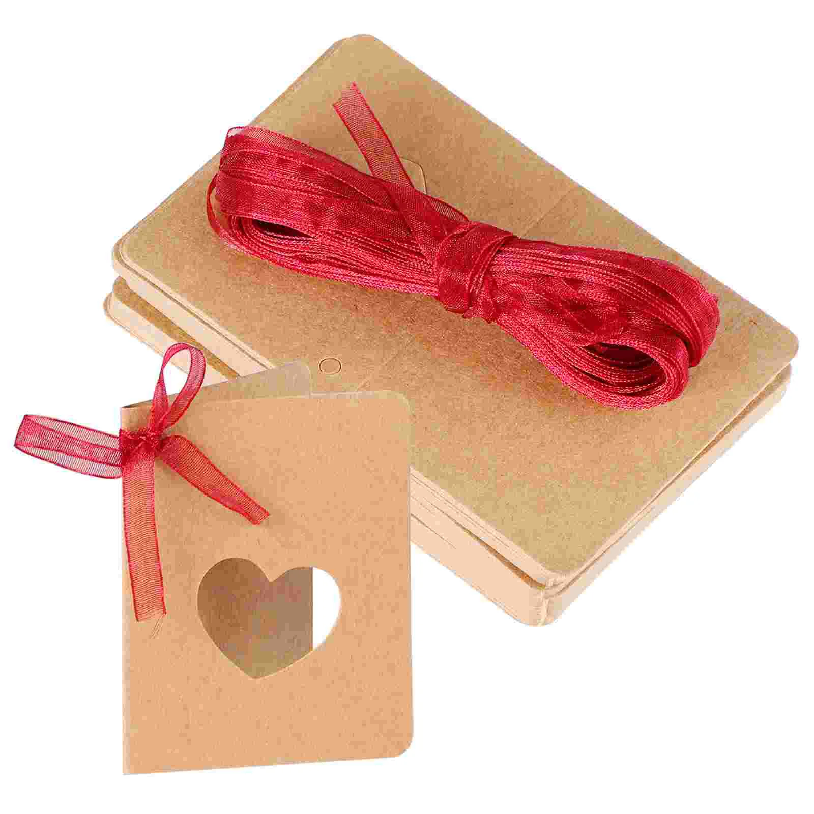 Happy Valentines Tag Gift Labels Kraft Paper European and American Hollow Love Heart-Shaped Tags with Red The