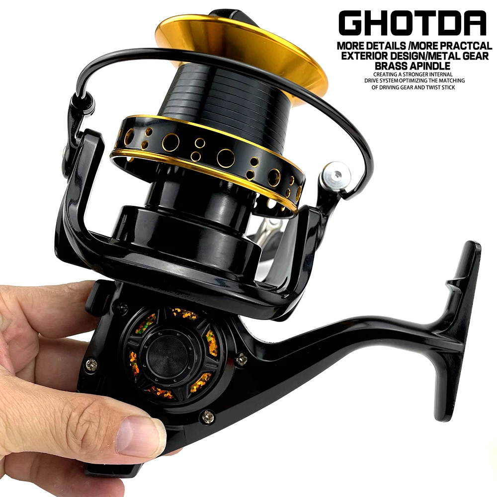 

DC9000-12000 Metal Spool Spinning Fishing Reel 30KG Max Drag Power Reel for Saltwater Trolling Surf Fishing Carp Big Game Fish