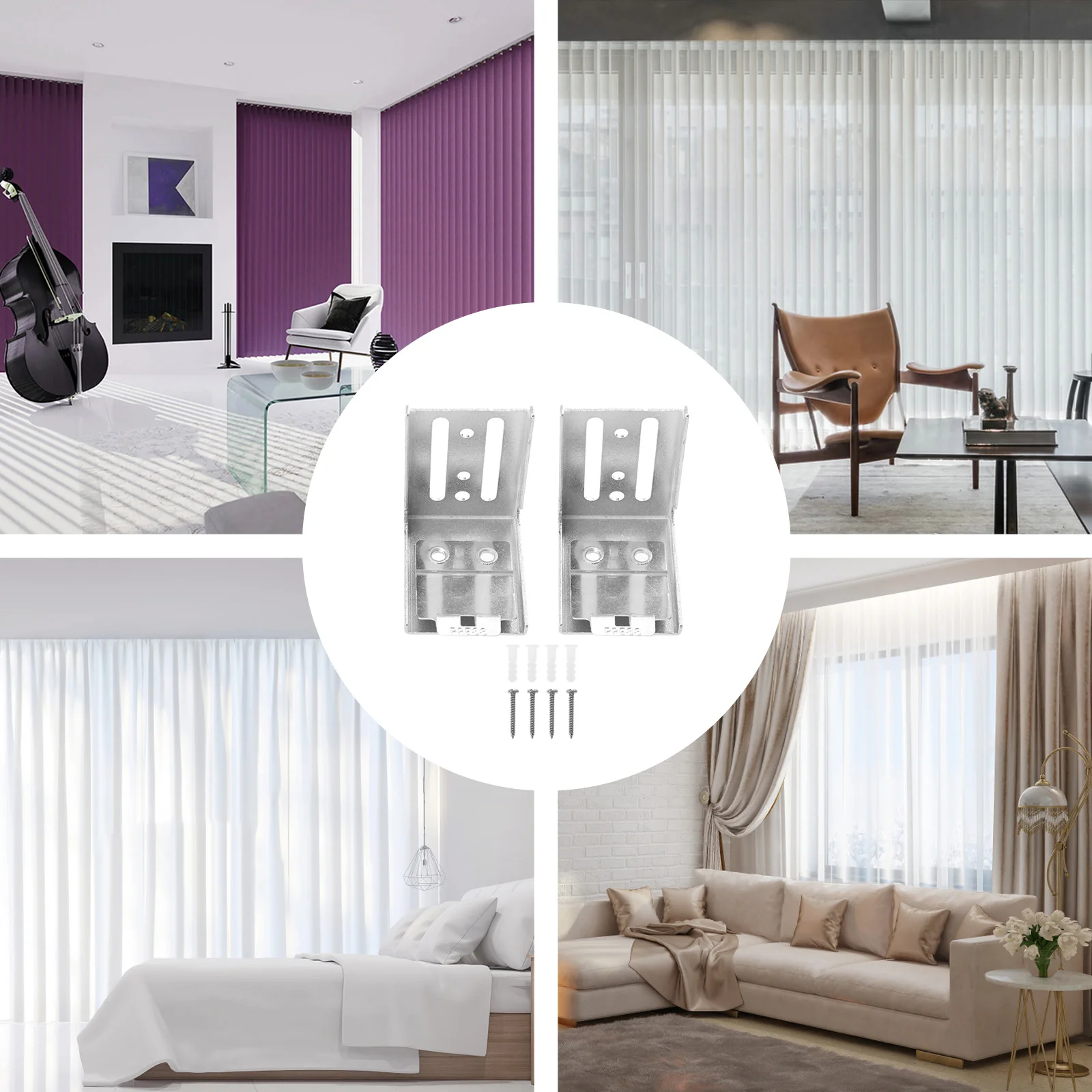 

2pcs Blind Brackets For Vertical Mounting Curtain Track Installation Hardware Home Window Shade Fittings Curtain Rail