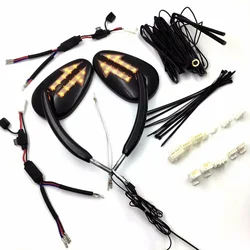 Aftermarket Motor Parts Integrated Arrow LED Turn Signals Side Mirrors For 1997-Later Harley Davidson Model BLACK