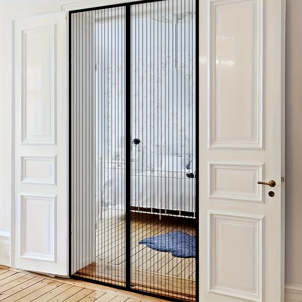 Heavy-Duty Retractable Magnetic Screen Door with Seamless Mesh, Pet-Friendly Insect Barrier, Durable Polyester Fiber, No Electri