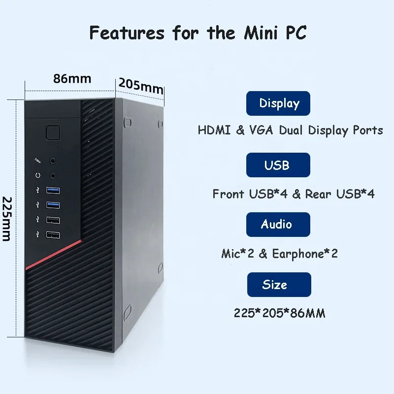 حقيبة برج كمبيوتر صغير مع بطاقة رسومات ، ITX ، مكتب عمل ، Core I3 ، I5 ، I7 ، Win10 ، Win11 ، 4GB ، GB ، بيع بالجملة