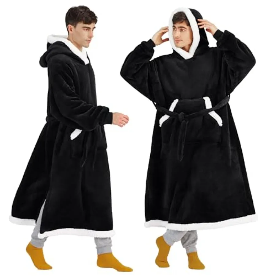 

Плед-толстовка Bedsure с капюшоном: уютное одеяло-худи из шерпы для мужчин, идеальный подарок на Рождество и День рождения, для взрослых, большие размеры