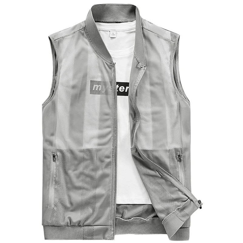 Summer Mesh Quick-Drying Vests Male Breathable Multi-pocket Mountain Climbing Fishing Vest Work Sleeveless Jacket Men Clothing