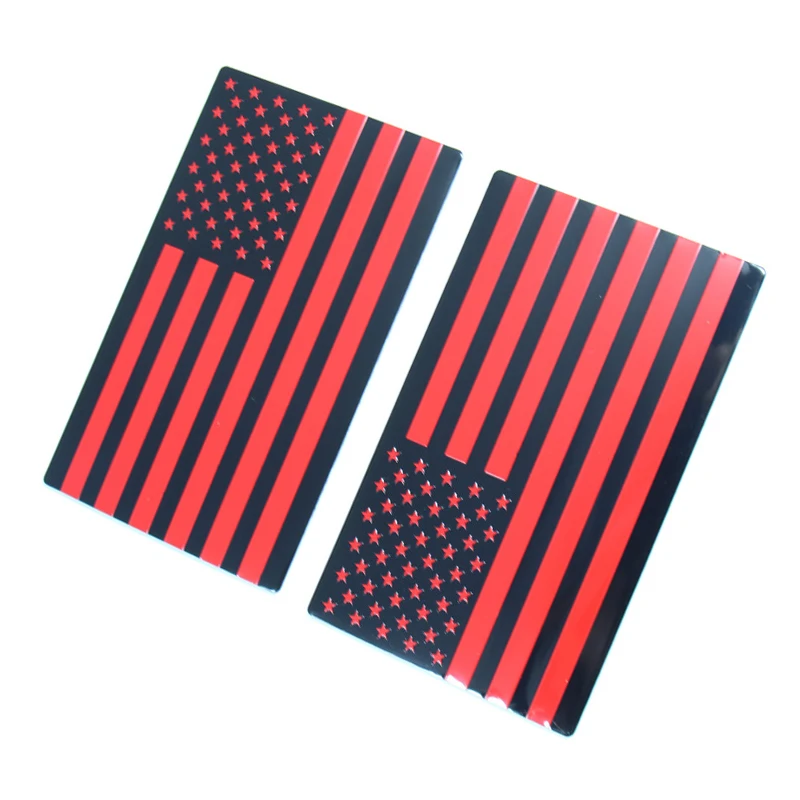 

2 Pieces Red Black USA American Flag Metal Emblem F150 Car Fender Door Rear Trunk Tailgate Badge