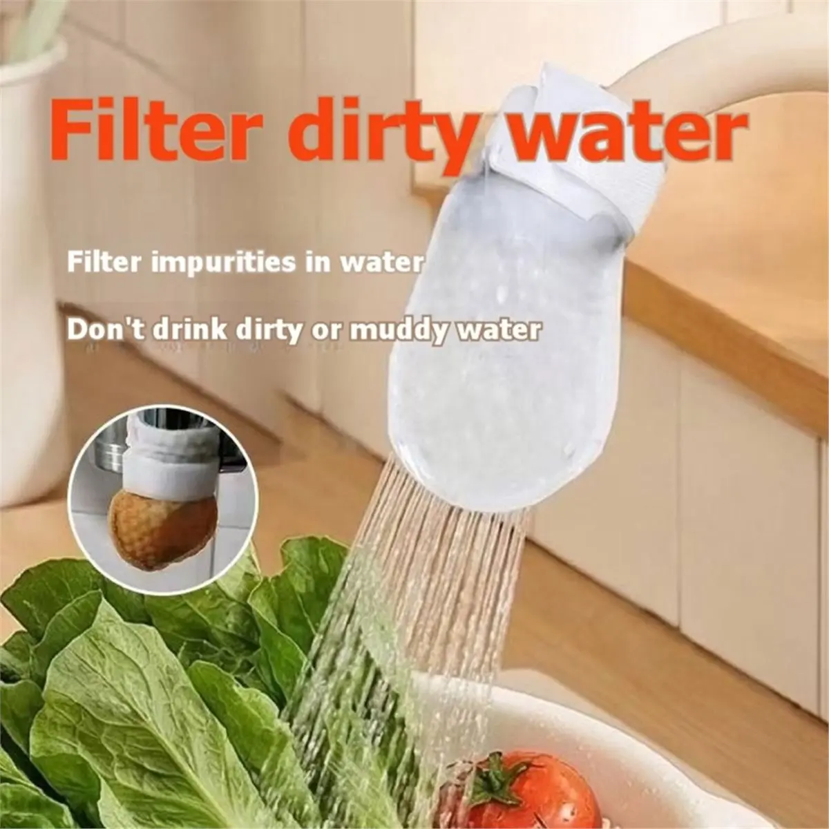 PHONE&GEAR High Density Faucet Filter 100 Pack, Splash-Proof Non-Woven Fabric Pouch Tap Cartridges with Sediment Barrier Purifi