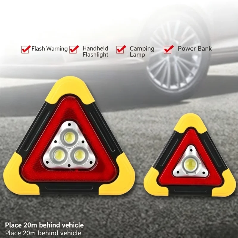 Emergency Triangle Warning Light 3 in 1 Solar Powered Portable Safety Breakdown Lamp for Car Camping