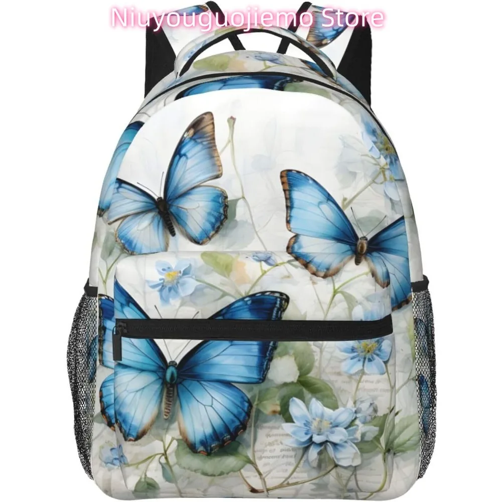 

Blue Butterfly Prints Lightweight Laptop Backpack Lightweight Multipurpose Travel Casual Daypack Unisex College Backapcks for Me