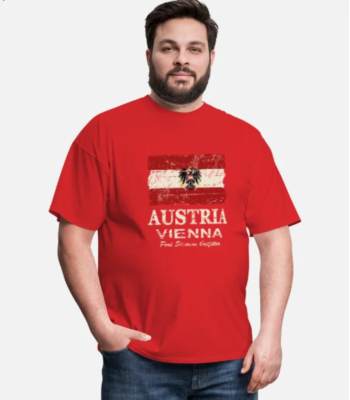 Distressed Austria Flag T-Shirt. Summer Cotton O-Neck Short Sleeve Mens T Shirt New S-3XL