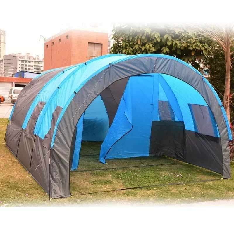 

Tienda campaña grande para 5-8 personas, túnel familiar de fibra de vidrio, lona impermeable, equipo de carpas para 10 personas
