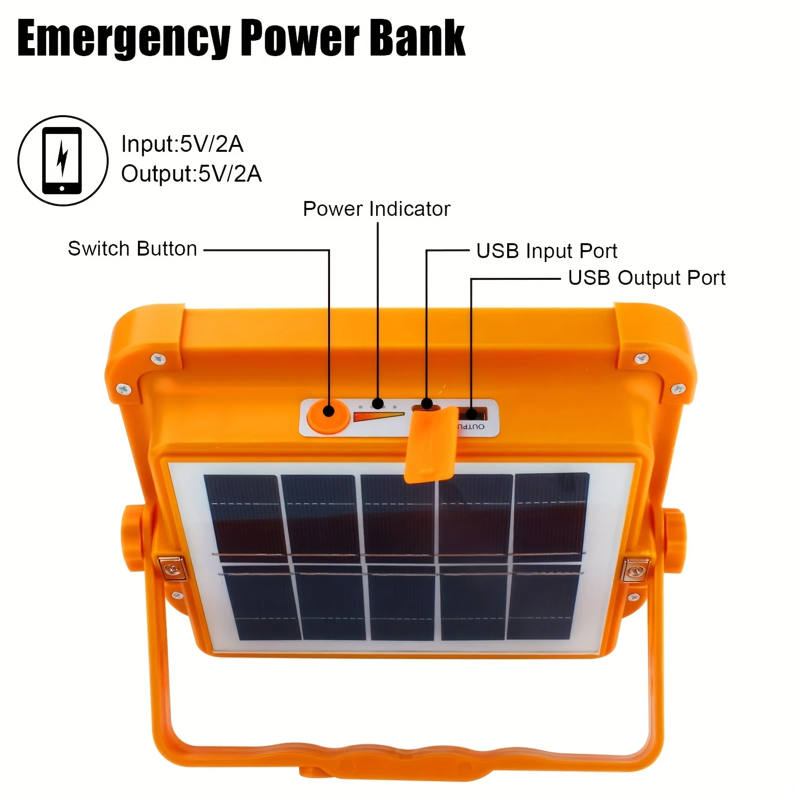 Outdoor camping solar floodlights, portable emergency lights solar LED tent lights suitable for outdoor travel, emergency