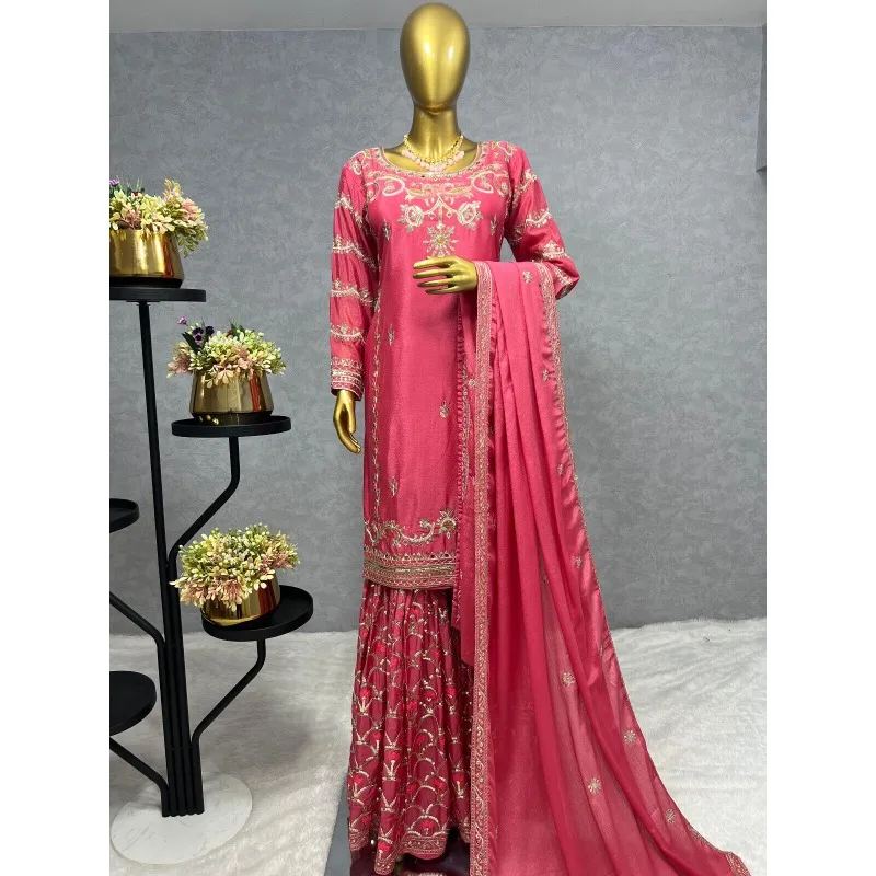 

Pink Salwar Kameez Pakistan Indian Wedding Party Dress Polaroid Suit