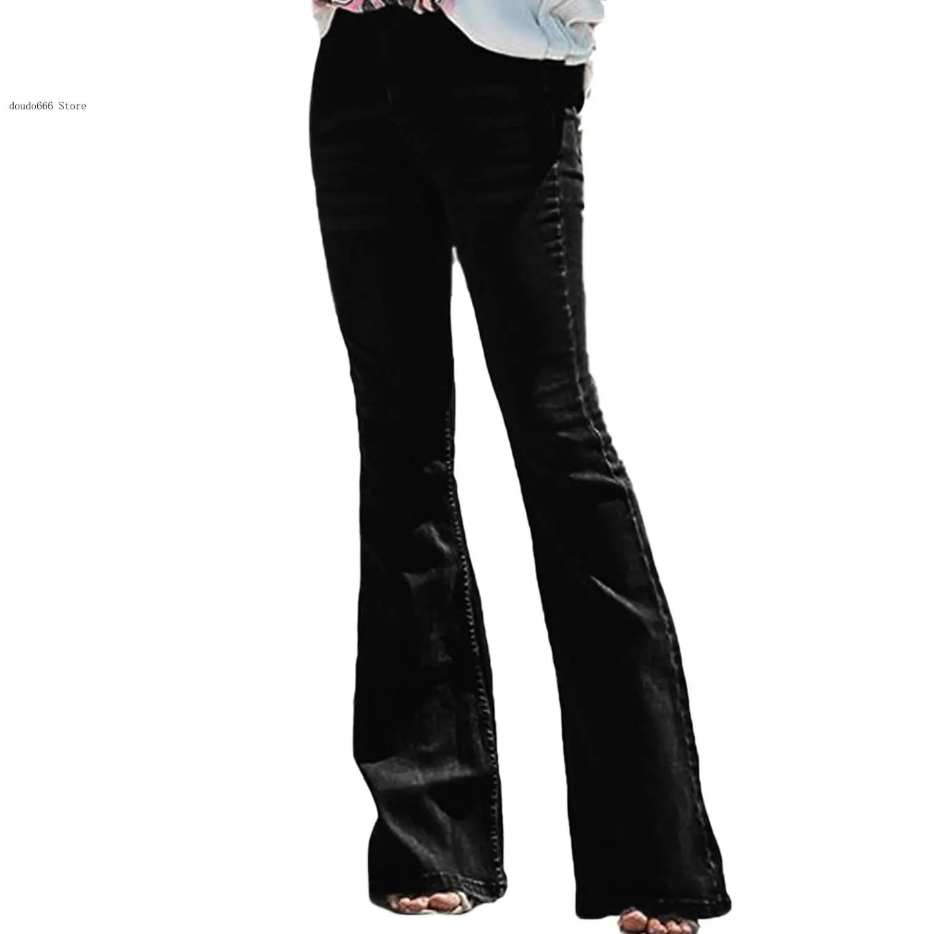 European and American Women's Fashion Temperament Versatile High Waisted Women's Denim Micro Flared Pants