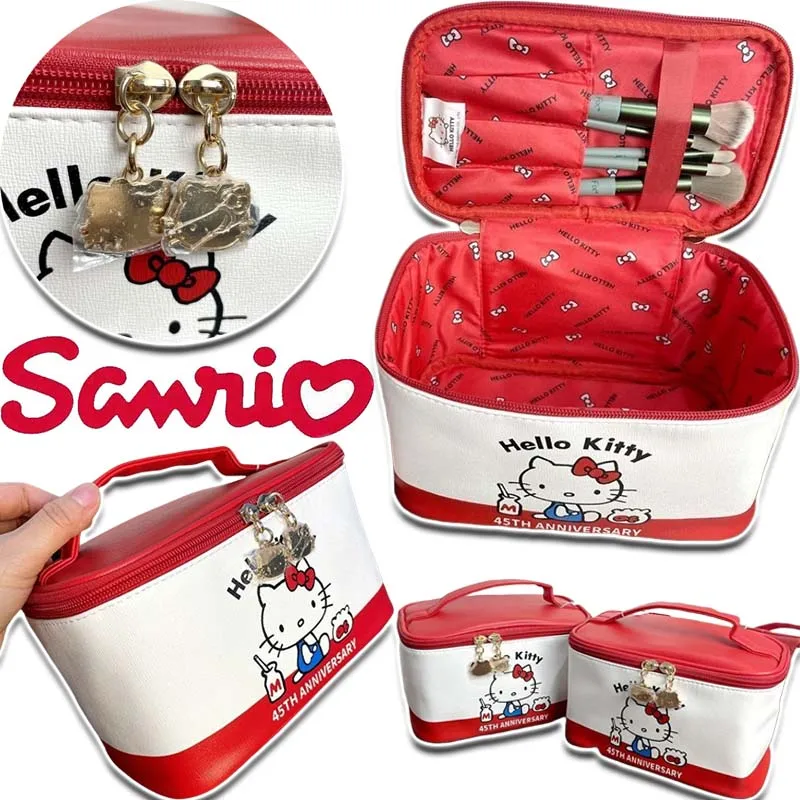 

Sanrio Hello Kitty Makeup Bag PU Large Capacity Makeup Bag Portable Scrub Travel Toiletry Bags Women's Waterproof Storage Bags