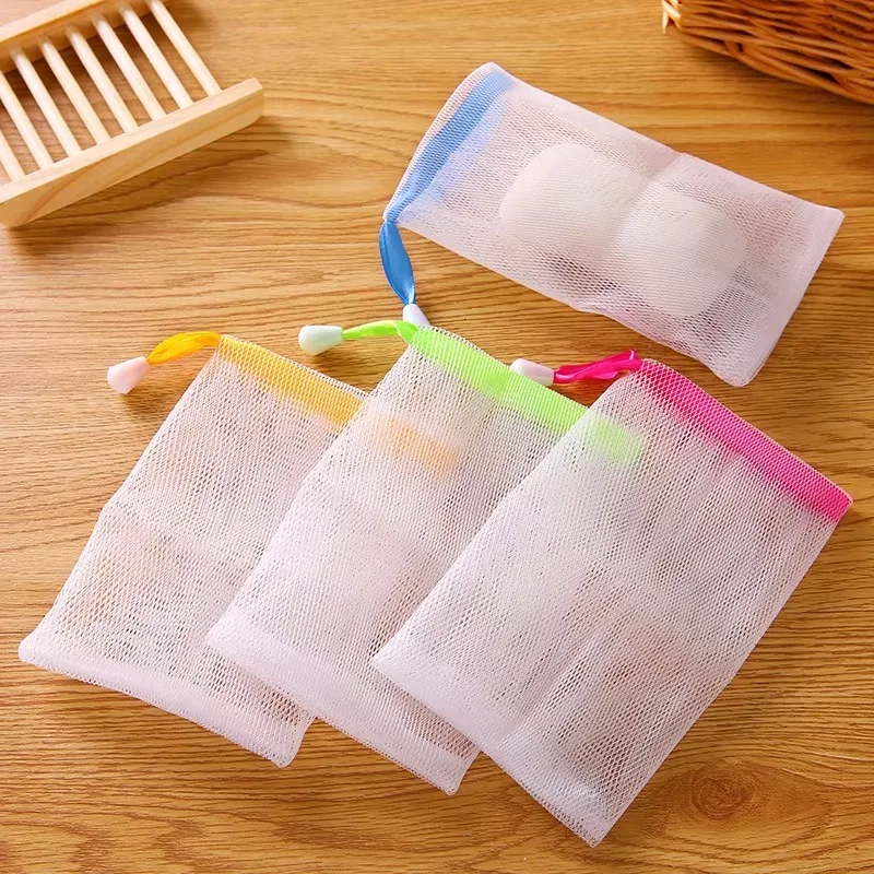 10pcs Portable Hangable Handmade Soap Saver Bag Bath Shower Travel Foaming Mesh Net Cleaning Delicate Foam Net Back Scrubbers