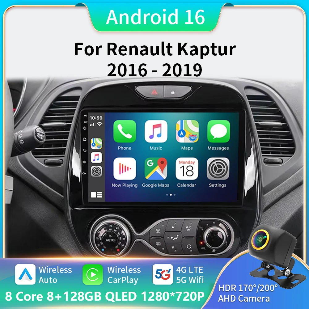 

Android 16 Carplay Auto Car Radio Multimedia For Renault Kaptur Captur Clio Samsung QM3 2013 2014 2015 2016 Stereo Head Unit