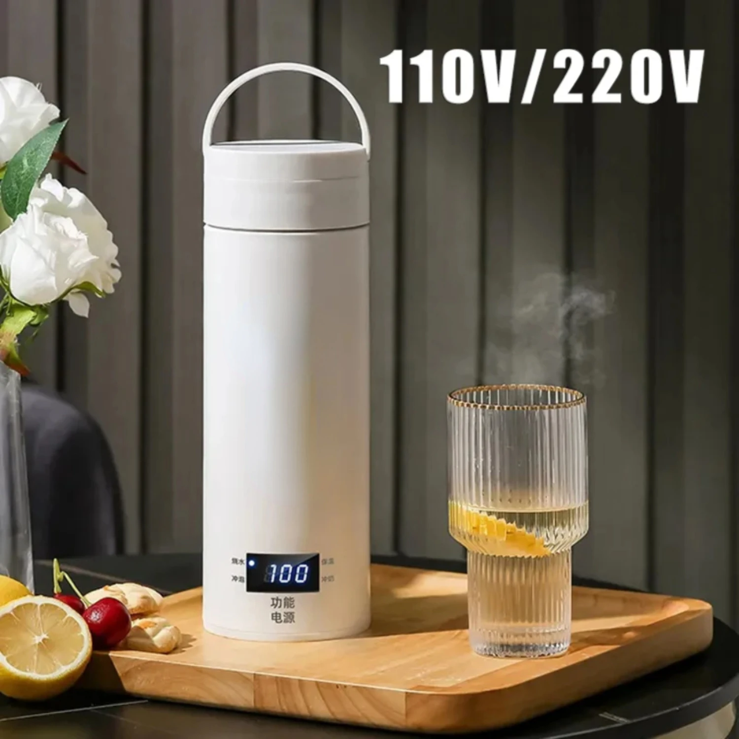 

220V Portable Kettle Travel Boil Water Cup Smart Teapot Thermo Pot Temperature Adjustment Kettle Heating Cup 500ml