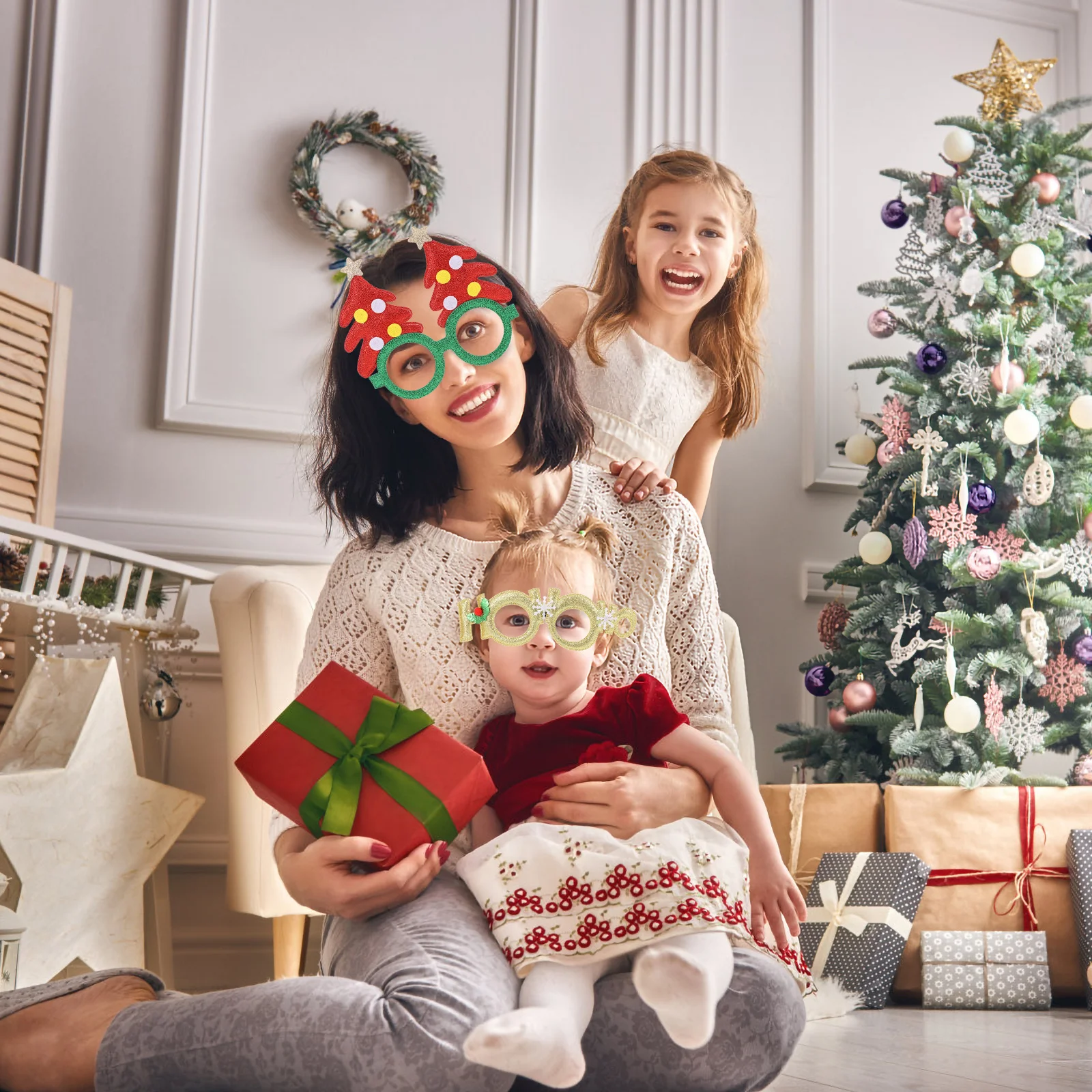 

6Pcs Christmas Glasses Not Easy Fall Off Safe Comfortable Wear Xmas Decor Props Christmas Party Glasses Fun Accessories