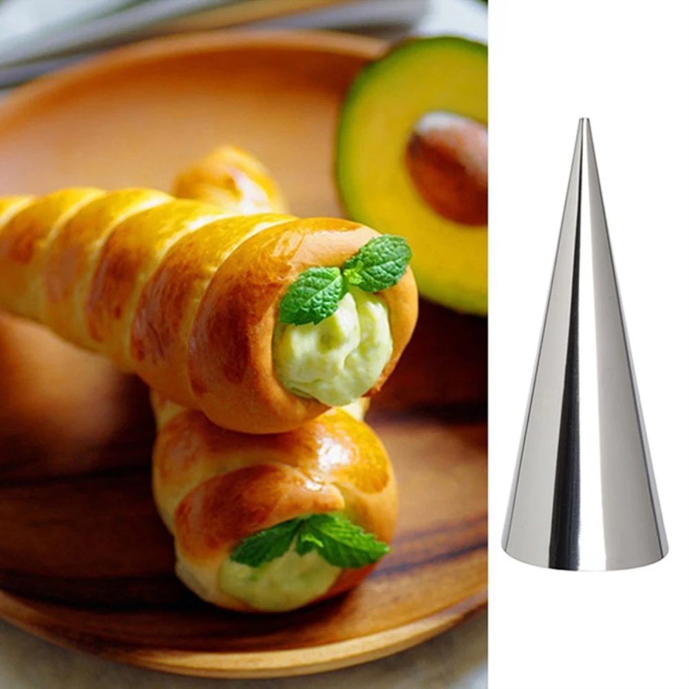 10Pcs Stainless Steel Spiral Croissants Molds Conical Tube Cone Roll Moulds Ice Cream Horn Molds  Cake Bread Mold