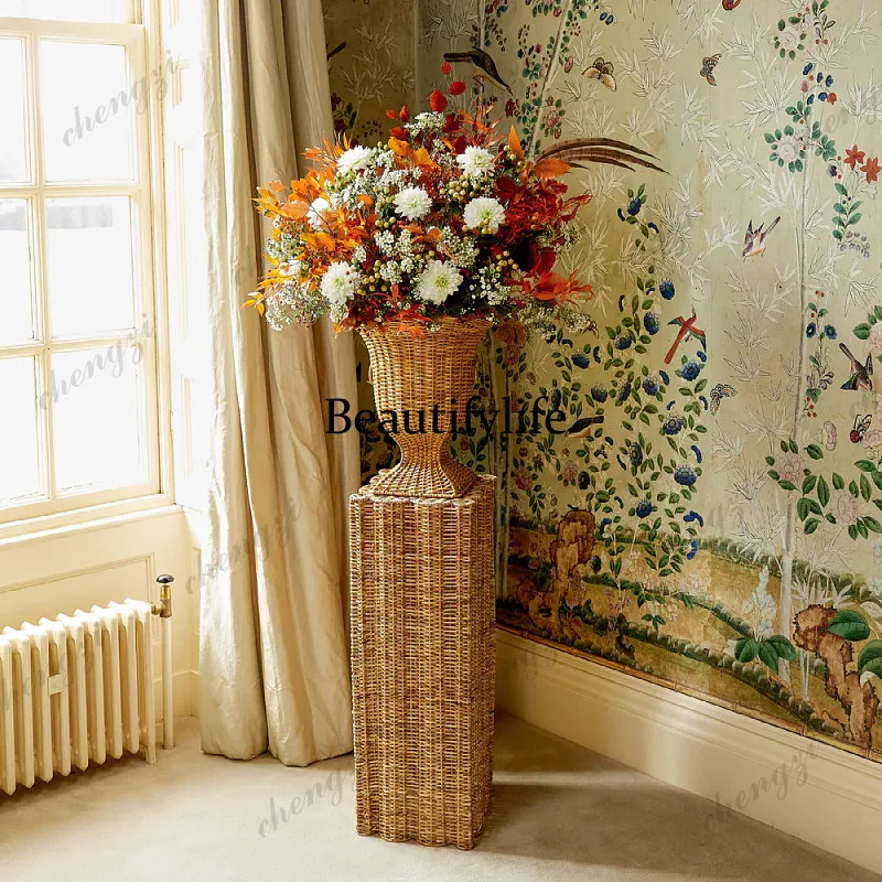 Wabi Sansan natural rattan column vase integrated floor-to-ceiling designer minimalist storage home