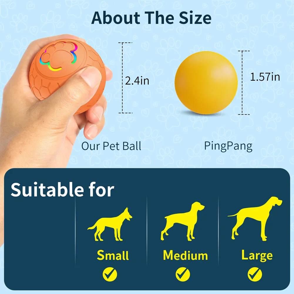 Smart Dog Ball Toys, Motion Activated Waterproof Rolling Ball Interactive Toys With 2 Modes, Rechargeable Remote Control Dog Toy