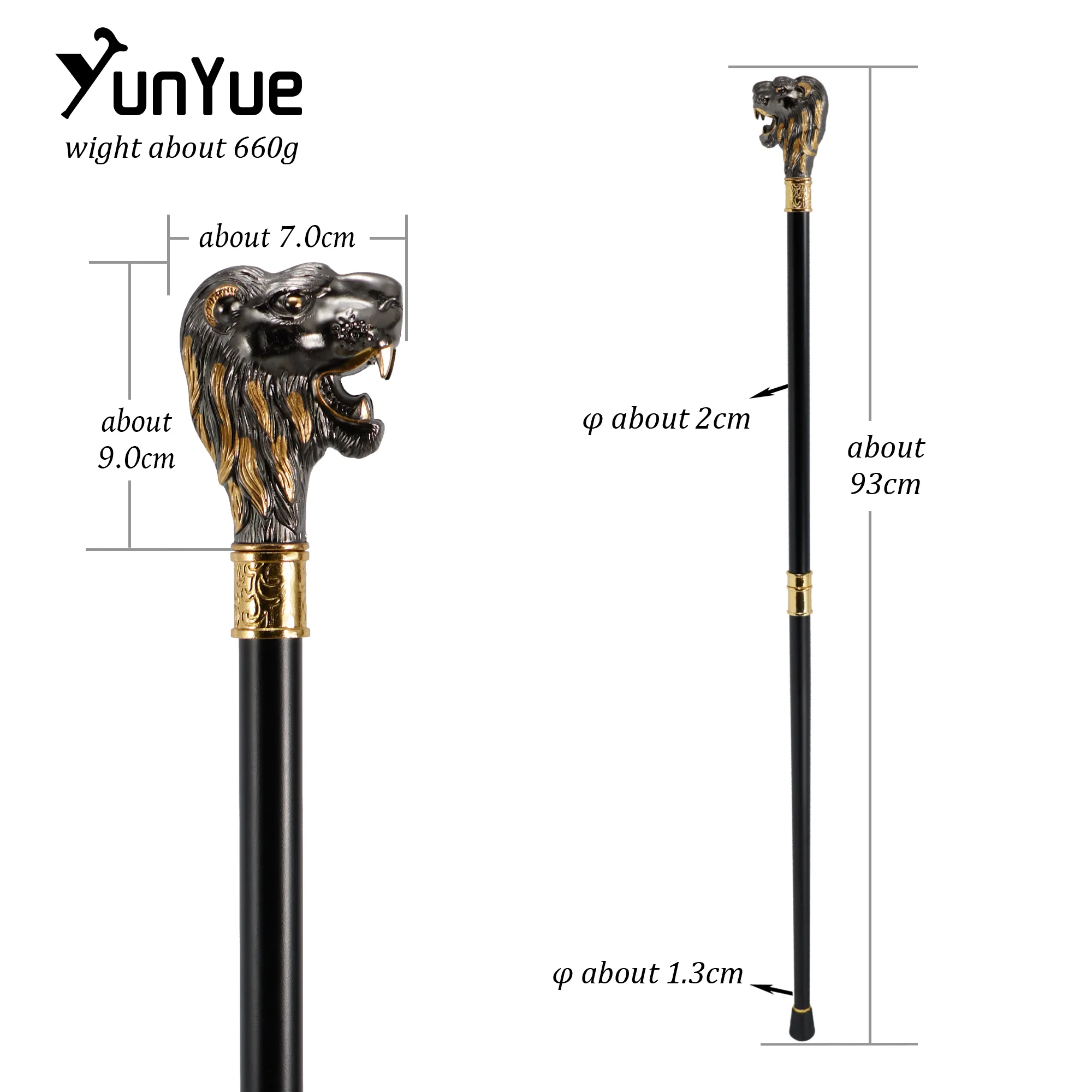 الأسود والذهبي الأسد الملك رئيس موضة عصا للمشي للحزب ديكور عصا للمشي شهم أنيقة تأثيري قصب مقبض 93 سنتيمتر #2