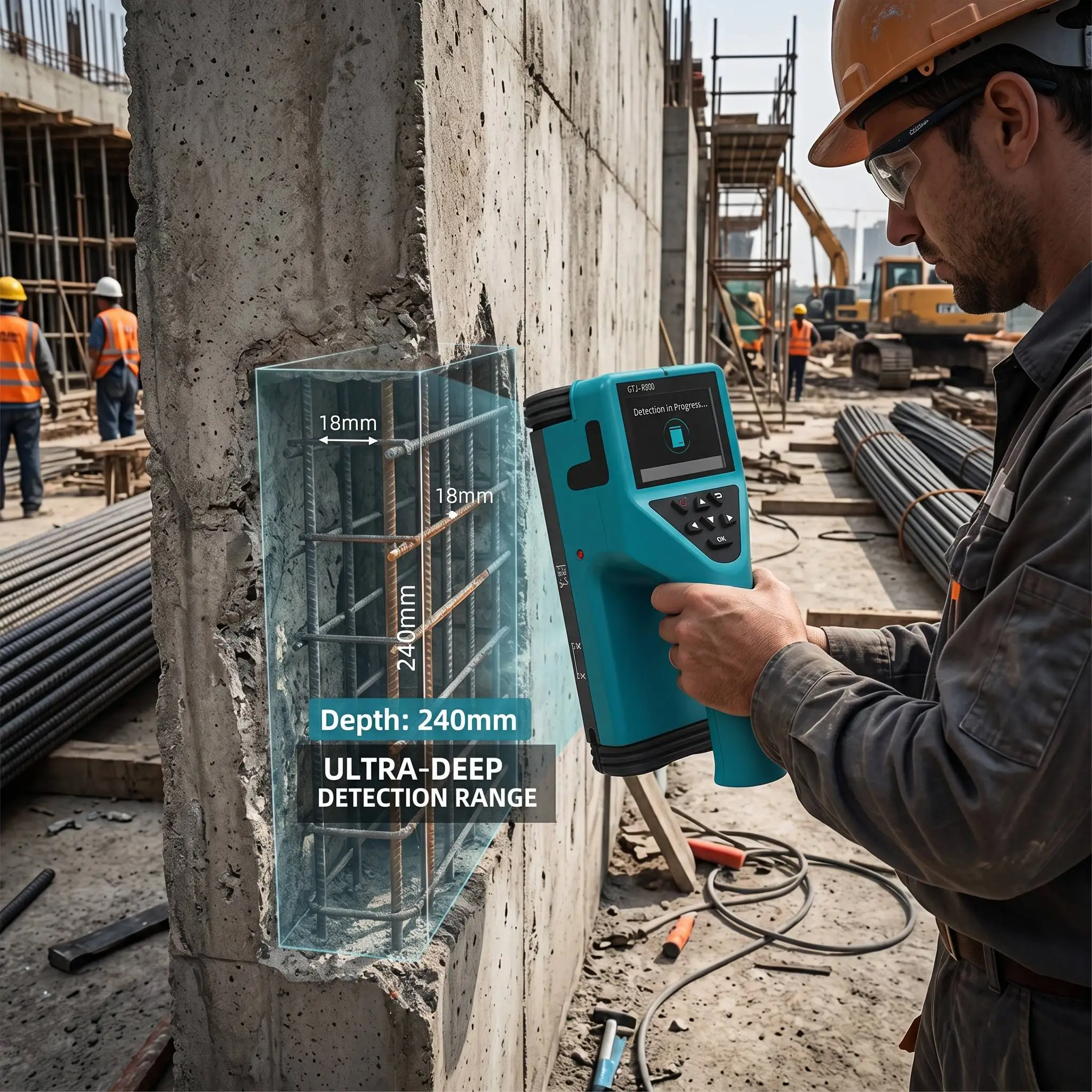 GTJ-R800 Standard Accuracy 1 Integrated Rebar Locator Concrete Cover Meter 220V 1 Year Warranty NDT Reinforcement Detection