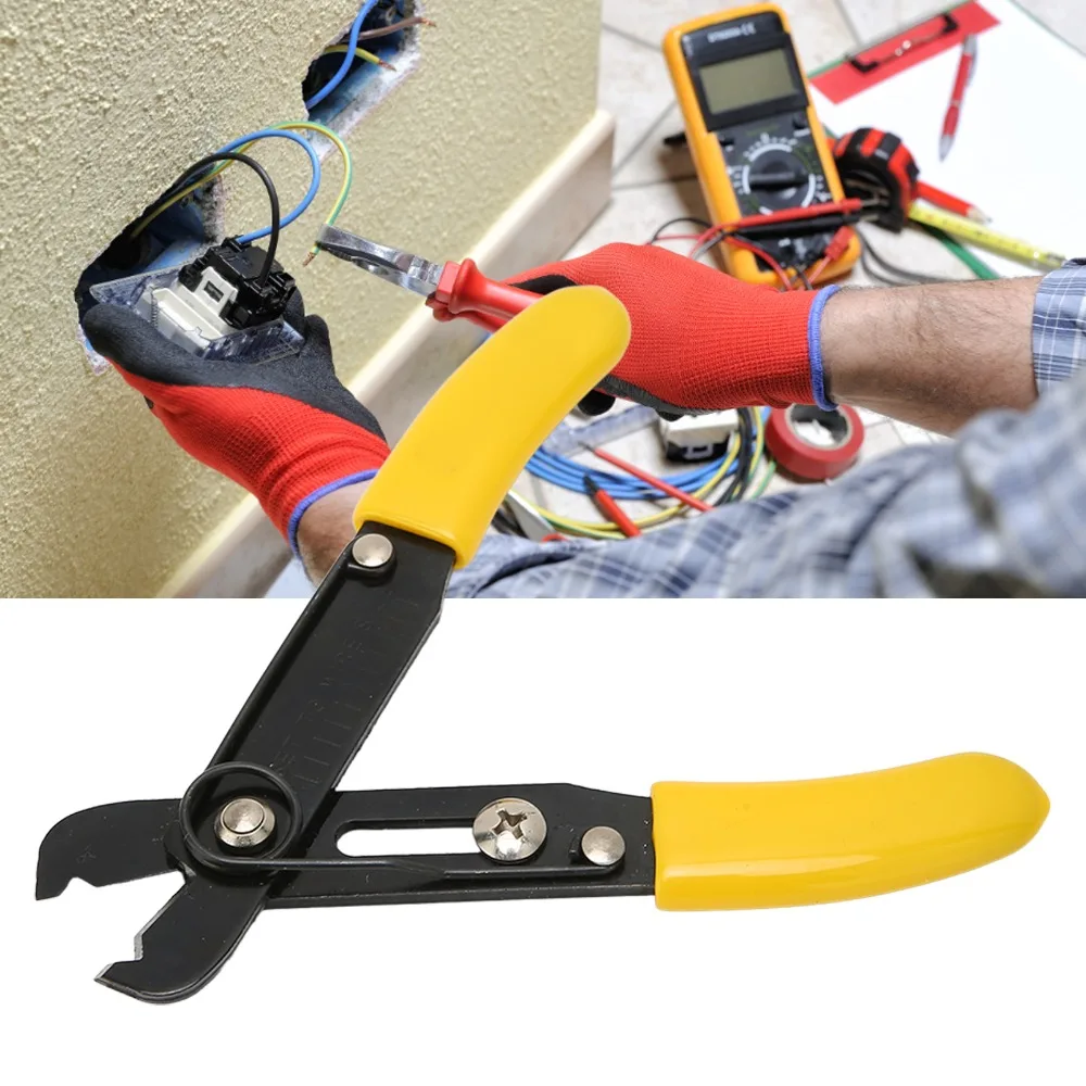 Sturdy Yellow Wire Stripper Tool Alloy Height 11cm Wire Cutter Pliers Cable Stripper Professional Use