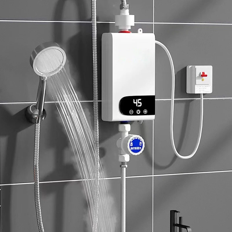 A01V-4500W Newest Water Heater Instant Water Heater Tankless Instantaneous Faucet Tap Hot Water Crane LED Digital EU Plug