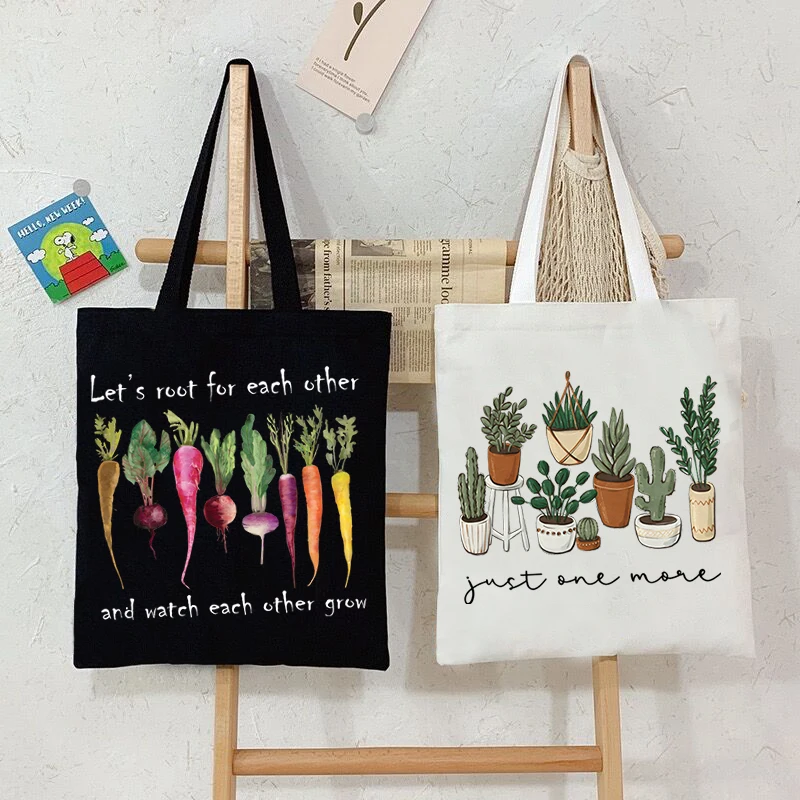 

Vintage Radish Canvas Tote Bag Women Gardening Lover Beach Shoulder Bag Funny Phytology Travel Shopping Bags Plant Style Handbag