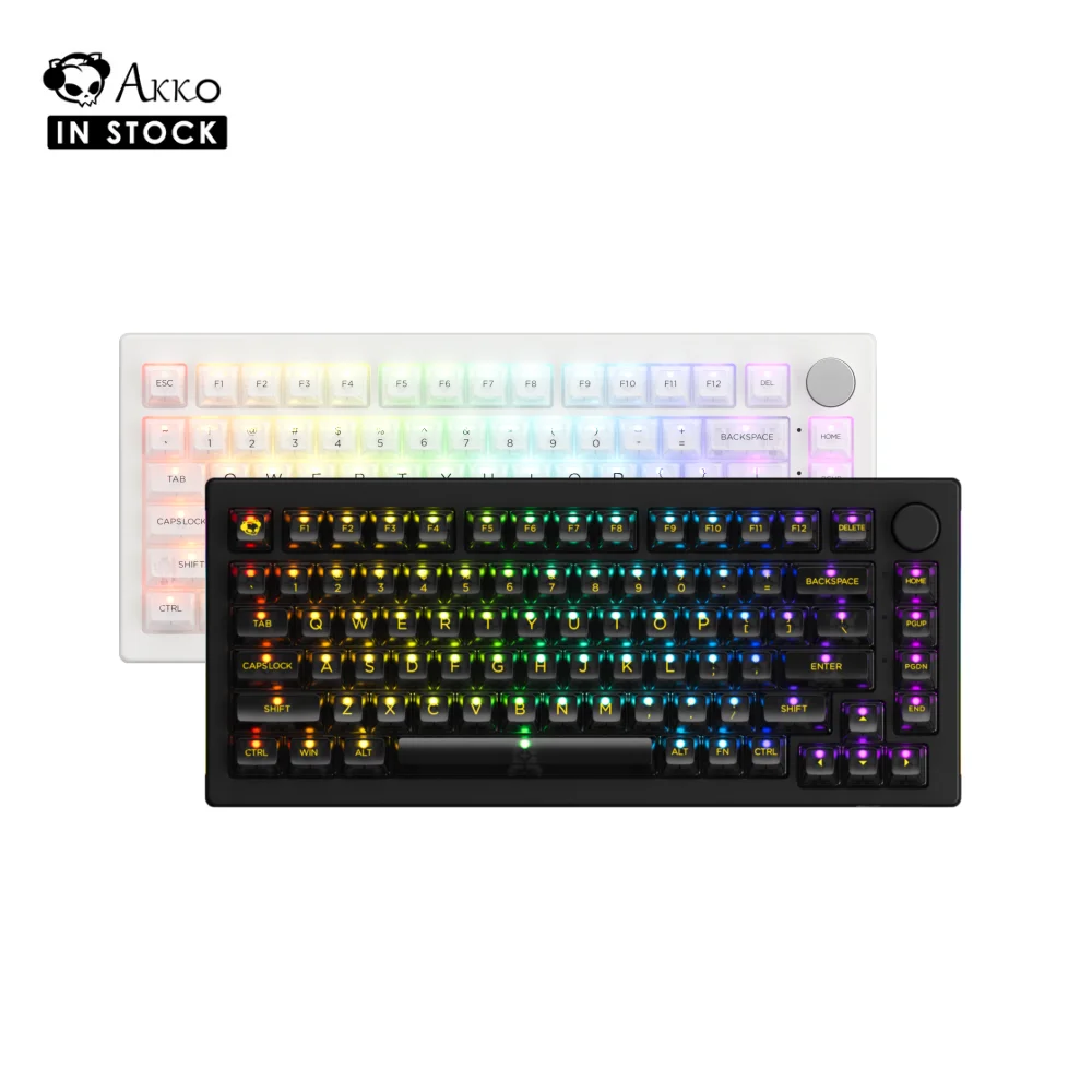 Akko 5075B Plus Clear Bluetooth 5.0/2.4G Wireless/USB Type-C Mechanical Keyboard 75% RGB Hot-swappable Tri-Modes Gaming Keyboard