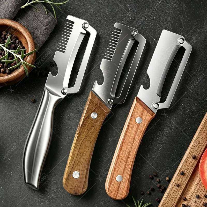 Kitchen Peeler Stainless Steel Vegetable Peeler MultiFunction Fruit Knife 2-in-1 Bottle Opener Kitchen-Specific Peeler Slicing