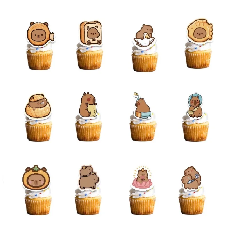 Animal Theme Children's Birthday Party Cake Decoration,Capybara Cake Toppers,Capybara Happy Birthday Cake Insert