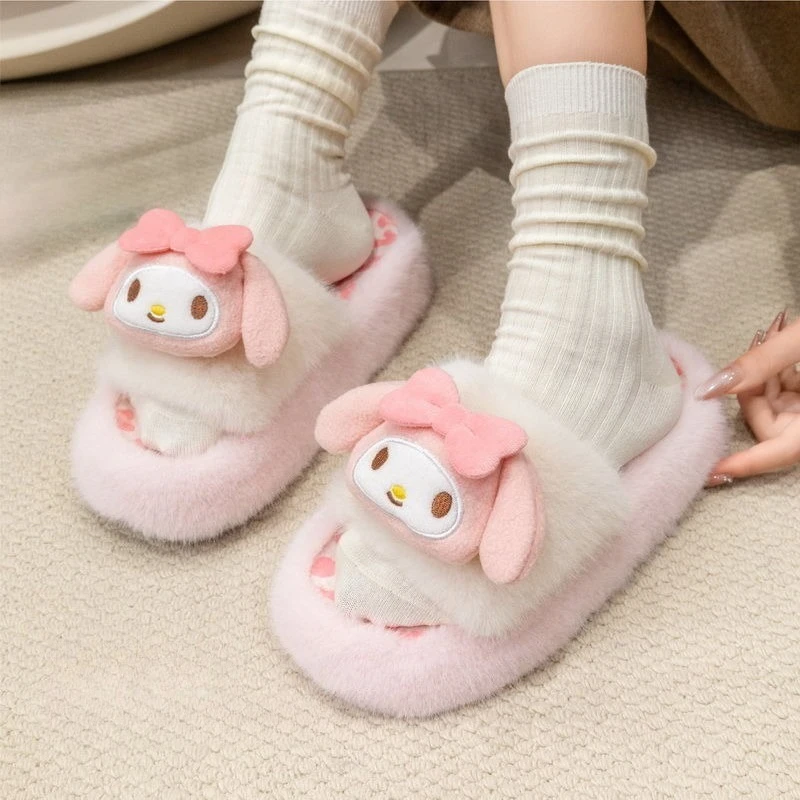 

Cartoon Sanrio Hello Kitty Cotton Slippers for Shoes Autumn Winter Fashion Cute Girl Indoor Shoes Cottonslipper Non-slip 36-41
