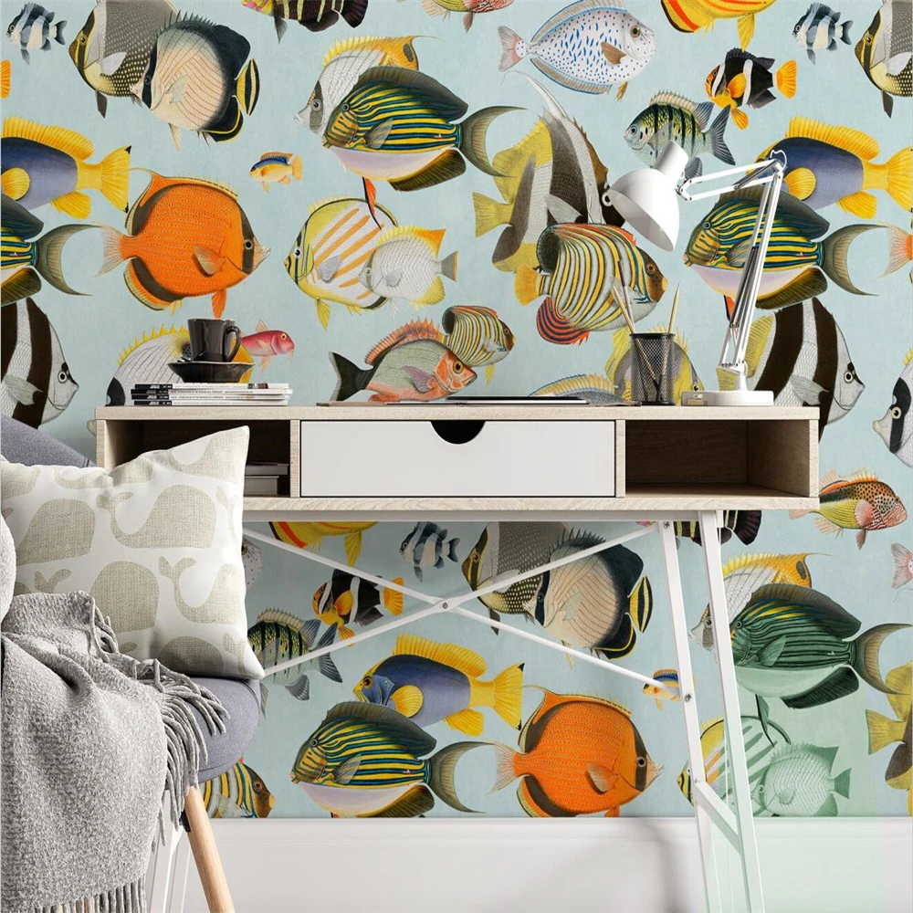 custom Ocean World Fish Wallpaper for living room Stickers Creative Mural 3D Sofa Bedroom Hotel Homestay Bedhead home Decoration