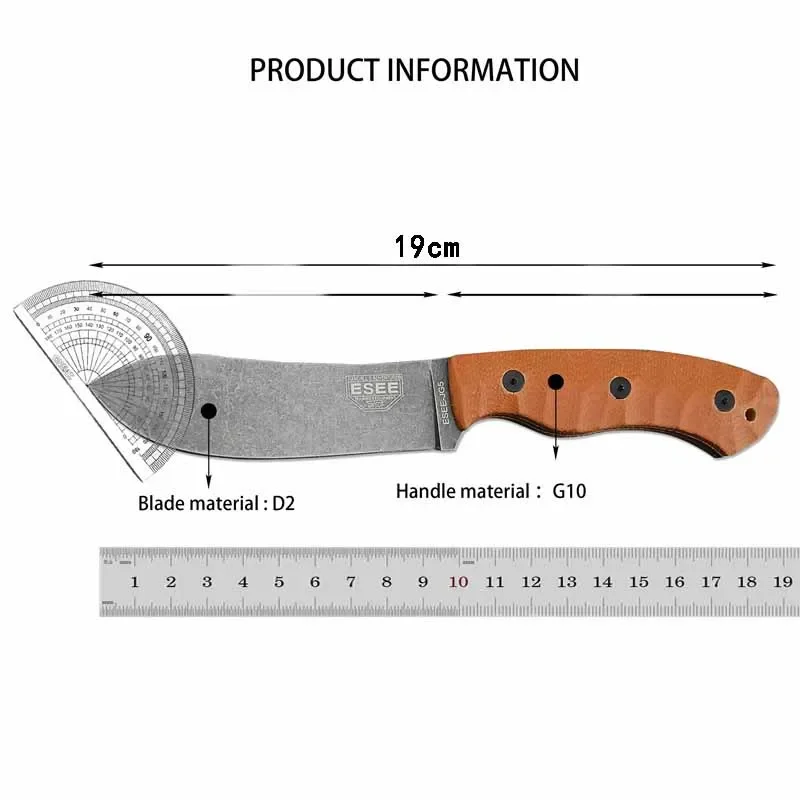 JG5 Large Straight Knife D2 Steel Blade G10 Handle Outdoor Camping Wilderness Survival EDC Practical Cutting Knife Men's Gift