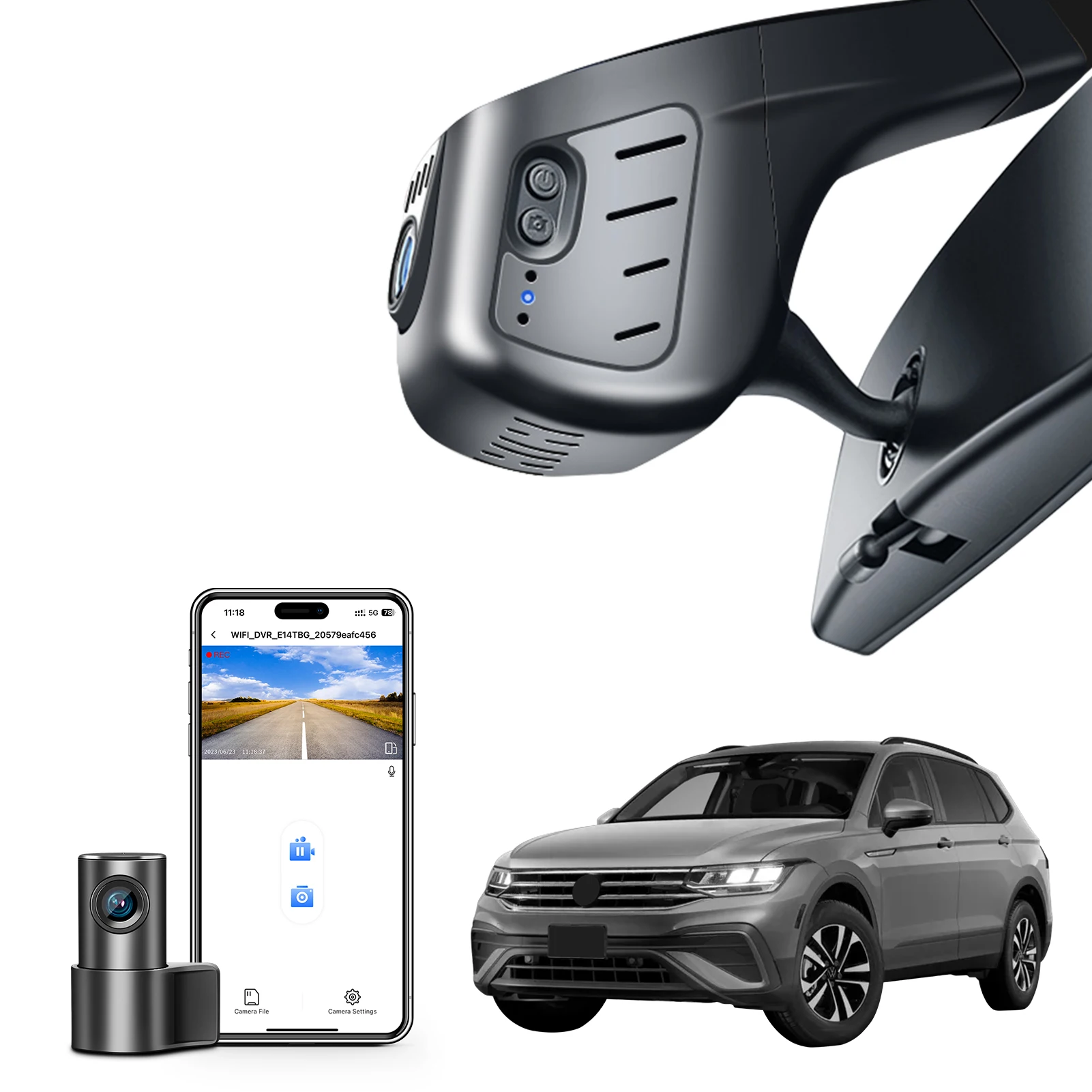 Mangoal 4K Dashcam voor Volkswagen Tiguan Gen2 AD/BW Dashcam (Model A/B) 2018-2024 GPS WiFi App Recorder 64GB/128GB kaart